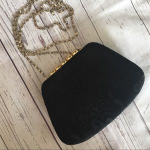 CARLA MARCHI Vintage Black Gold Chain Strap Clutch